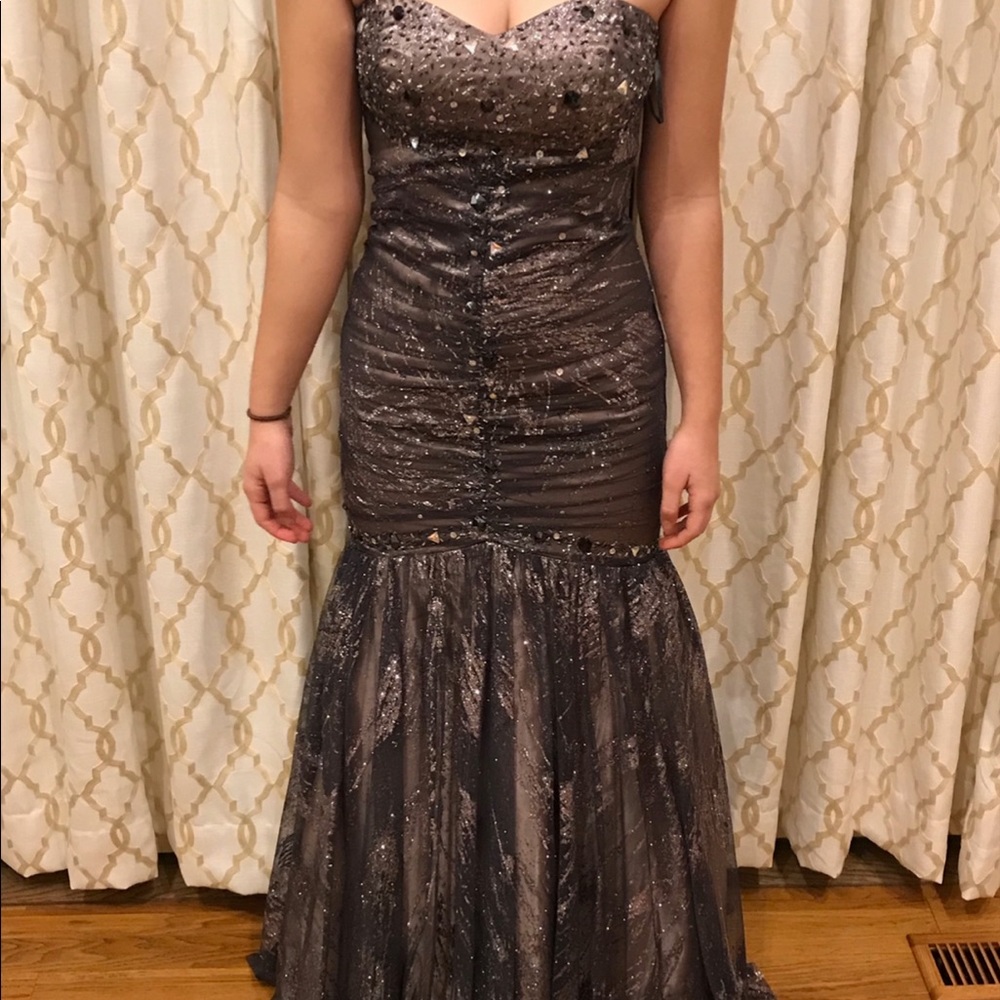 Never worn silver glitter prom dress